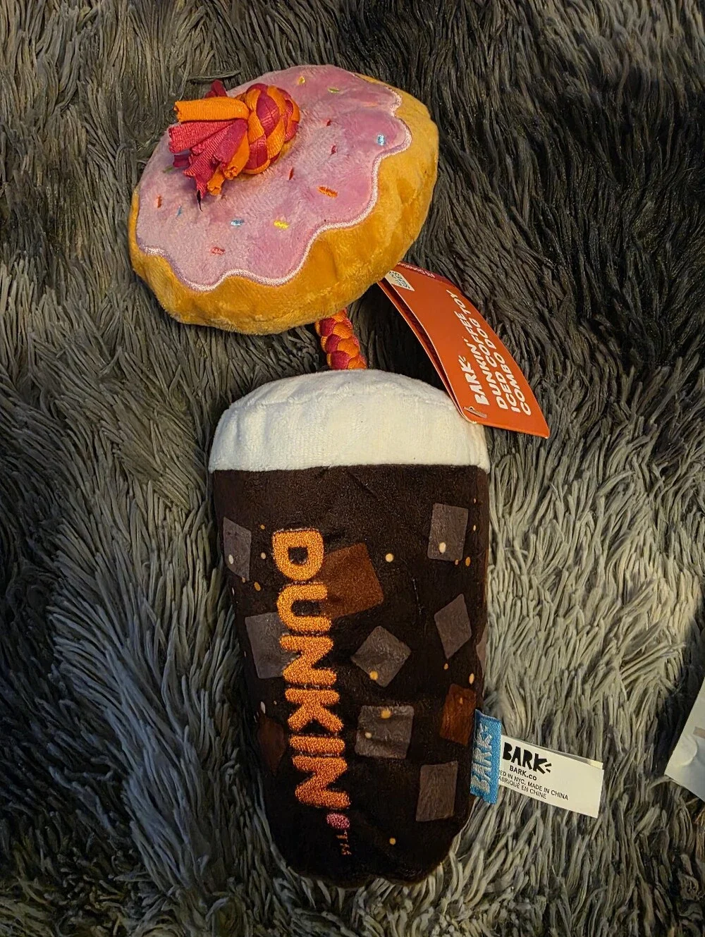 Dunkin' Dog Toy Set with Donut & Coffee Plush